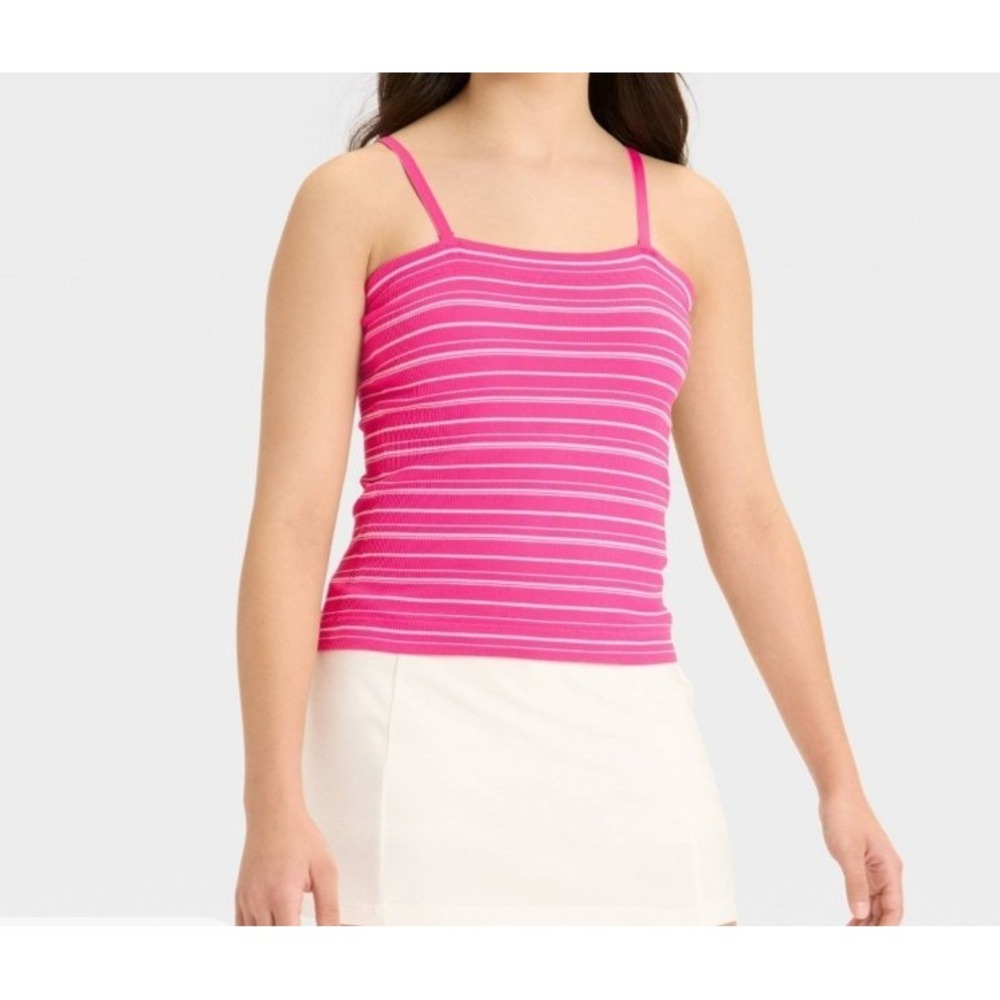 Girls' Stripe Tube Tank Top ribbed - art class™ size L 10/12 magenta pink
